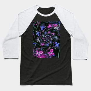 Blue pink flower pattern Baseball T-Shirt